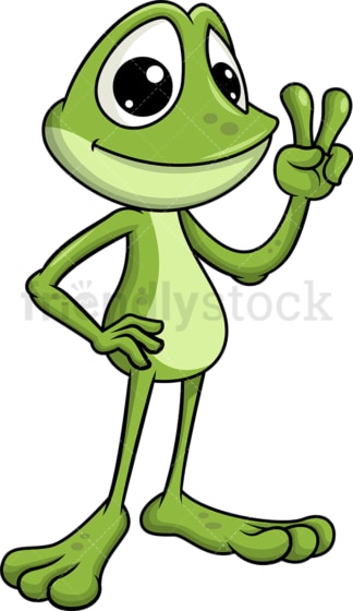 Adorable frog peace out. Transparent PNG