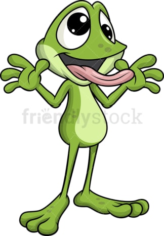 Silly frog mascot. Transparent PNG