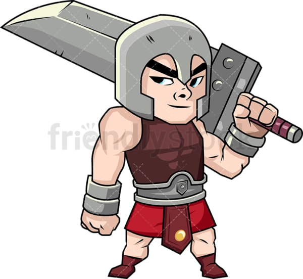 Gladiator with huge sword. PNG - JPG and vector EPS (infinitely scalable). Image isolated on transparent background.