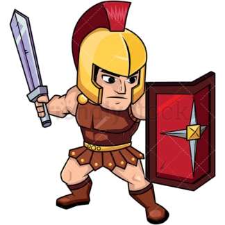 Roman soldier on guard with shield. PNG - JPG and vector EPS (infinitely scalable). Image isolated on transparent background.