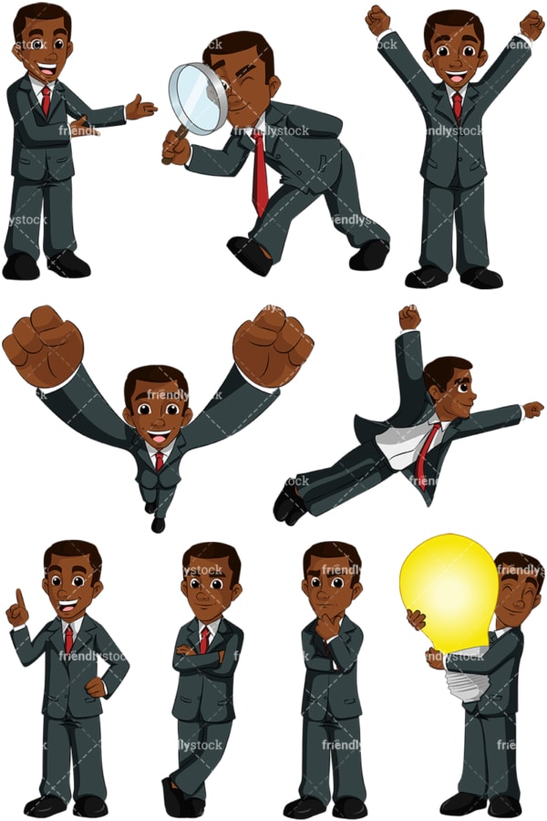 黒人ビジネスマンコレクションno3 ベクター漫画クリップアート Friendlystock