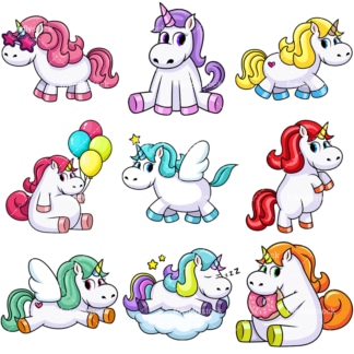 Cute unicorns. PNG - JPG and vector EPS file formats (infinitely scalable). Image isolated on transparent background.