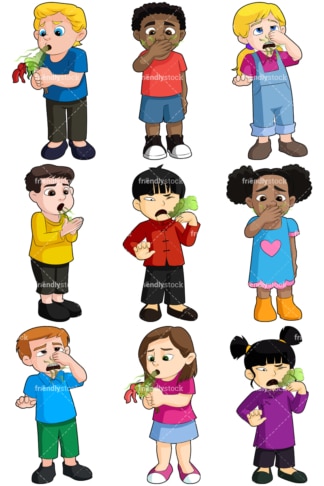 Kids with bad breath - Images isolated on transparent background. PNG