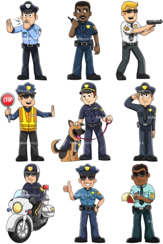 Male police officers - Images isolated on transparent background. PNG