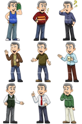 Mature men talking - Images isolated on transparent background. PNG