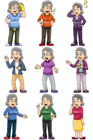 Mature Women Talking Vector Cartoon Clipart - FriendlyStock