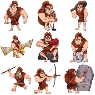 Muscular Caveman Collection - Images isolated on white background. Transparent PNG and vector (infinitely scalable) EPS