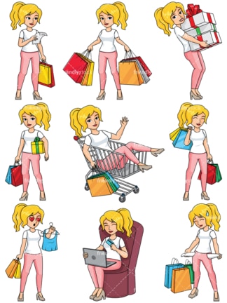 Young woman shopping - Images isolated on transparent background. PNG