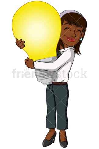Black business woman light bulb - Image isolated on transparent background. PNG