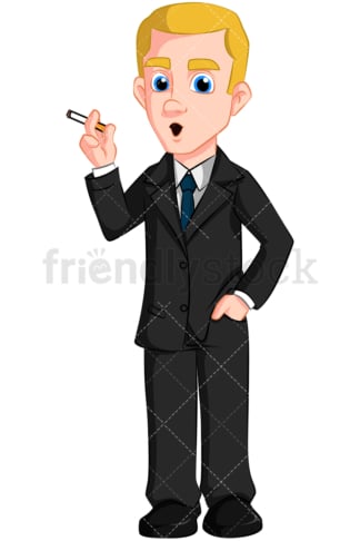 Business man smoking cigarette - Image isolated on transparent background. PNG