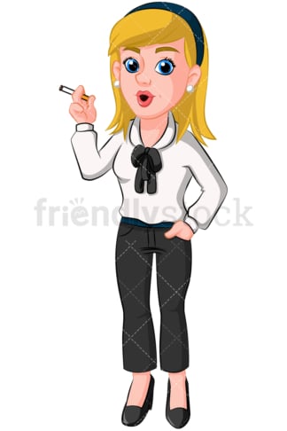 Business woman smoking cigarette - Image isolated on transparent background. PNG