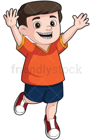 Happy boy wearing braces - Image isolated on transparent background. PNG