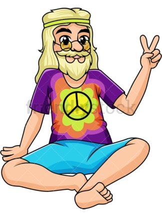 Hippie man peace sign. PNG - JPG and vector EPS file formats (infinitely scalable). Image isolated on transparent background.