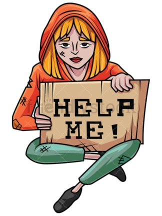 Homeless Woman Holding Baby Vector Cartoon Clipart ...