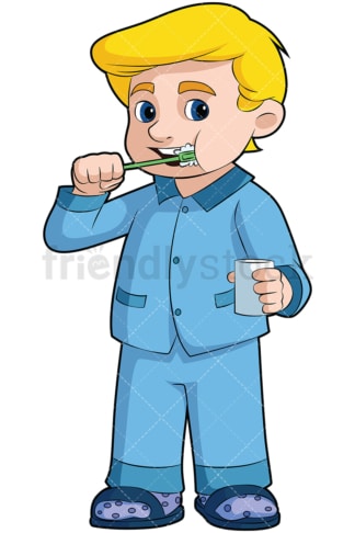 Little boy brushing his teeth - Image isolated on transparent background. PNG