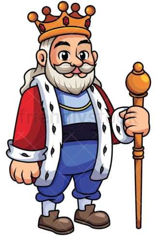Wise old king holding scepter - Image isolated on transparent background. PNG
