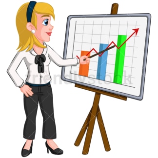Business woman presentation graph - Image isolated on transparent background. PNG