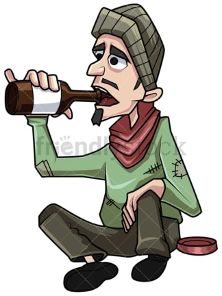 Homeless man drinking alcohol. PNG - JPG and vector EPS file formats (infinitely scalable). Image isolated on transparent background.