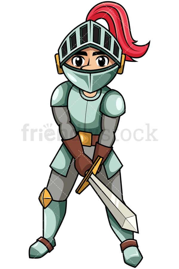Knight attacking with sword. PNG - JPG and vector EPS file formats (infinitely scalable). Image isolated on transparent background.