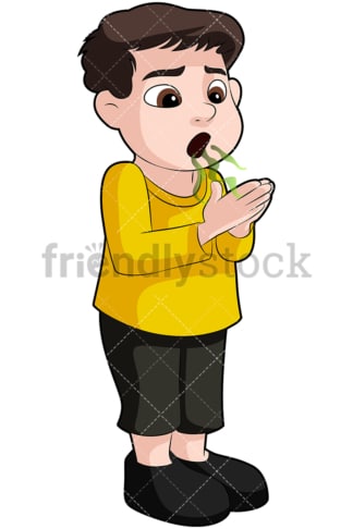 Little boy exhaling a bad breath - Image isolated on transparent background. PNG
