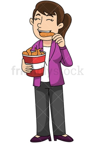 Woman eating chicken wings - Image isolated on transparent background. PNG