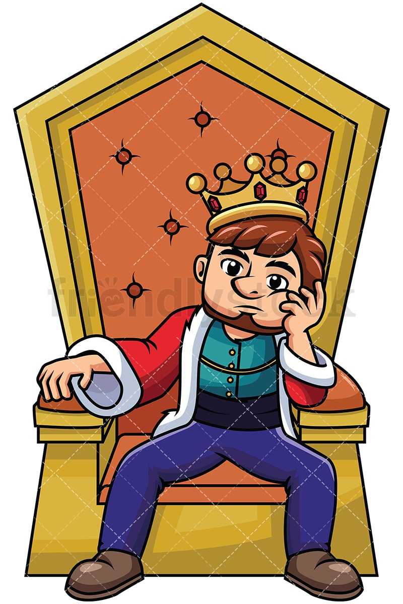 Download Young King Sitting On Throne Thinking Vector Cartoon ...