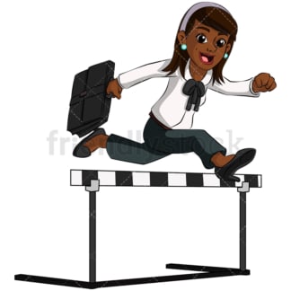 Black business woman overcoming obstacle - Image isolated on transparent background. PNG