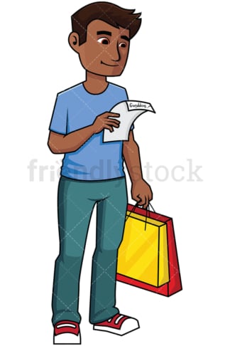 Black man holding a shopping list - Image isolated on transparent background. PNG