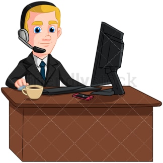 Customer service man with headphones - Image isolated on transparent background. PNG