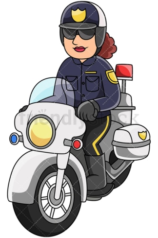Female police officer riding motorcycle - Image isolated on transparent background. PNG