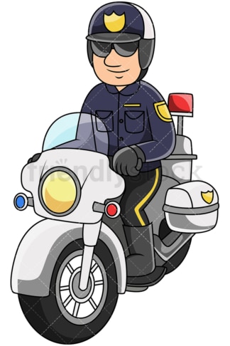 Male police officer riding motorcycle - Image isolated on transparent background. PNG