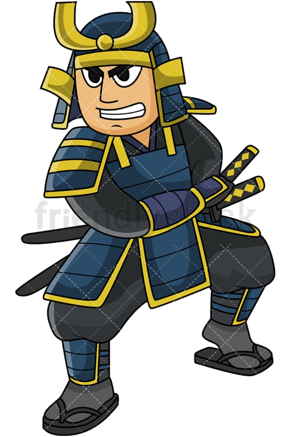 Armored samurai ready to attack. PNG - JPG and vector EPS file formats (infinitely scalable). Image isolated on transparent background.