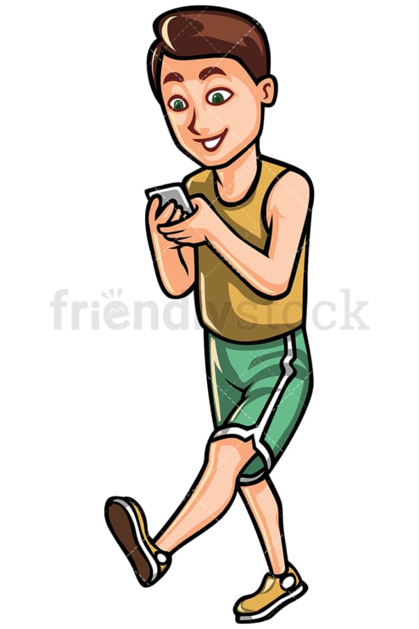 Distracted man texting while walking - Image isolated on white background. Transparent PNG and vector (infinitely scalable) EPS
