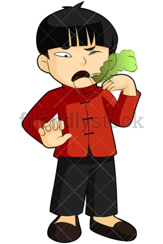 Asian boy with bad morning breath - Image isolated on transparent background. PNG