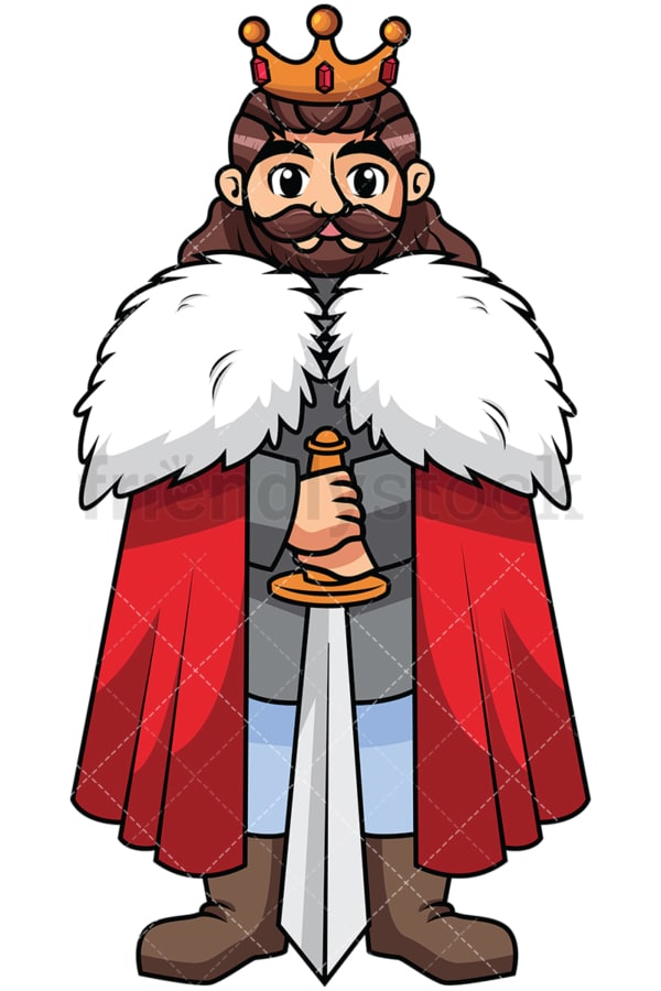 Brave warrior king holding sword - Image isolated on transparent background. PNG