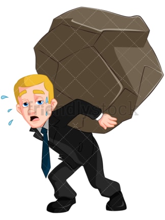 Business man carrying heavy stone - Image isolated on transparent background. PNG