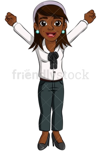 Winning black business woman - Image isolated on transparent background. PNG