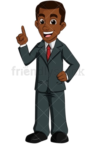Black business man talking - Image isolated on transparent background. PNG