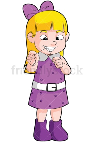 Cute little girl flossing her teeth - Image isolated on transparent background. PNG