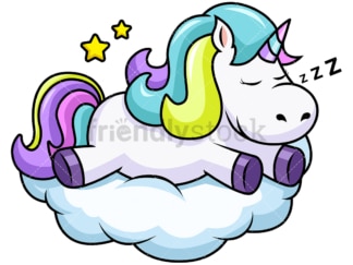 Cute unicorn sleeping on a cloud. PNG - JPG and vector EPS file formats (infinitely scalable). Image isolated on transparent background.