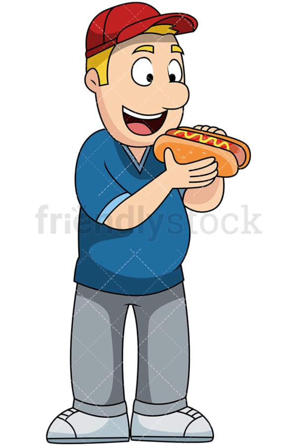 Man eating hot dog - Image isolated on transparent background. PNG