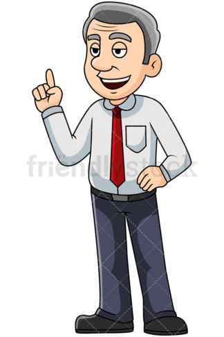 Mature business man making point - Image isolated on transparent background. PNG