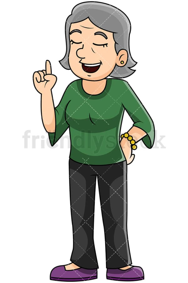 Mature woman making point - Image isolated on transparent background. PNG