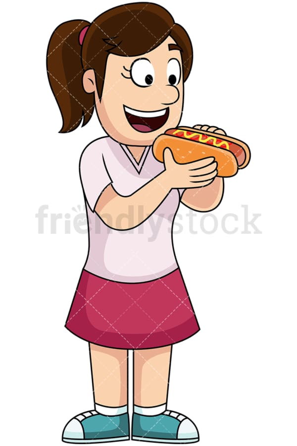 Woman eating hot dog - Image isolated on transparent background. PNG