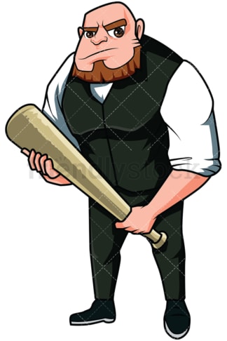 Angry mobster holding bat - Image isolated on transparent background. PNG