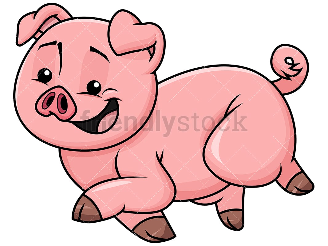 Download Cute Pig Running Vector Cartoon Clipart - FriendlyStock