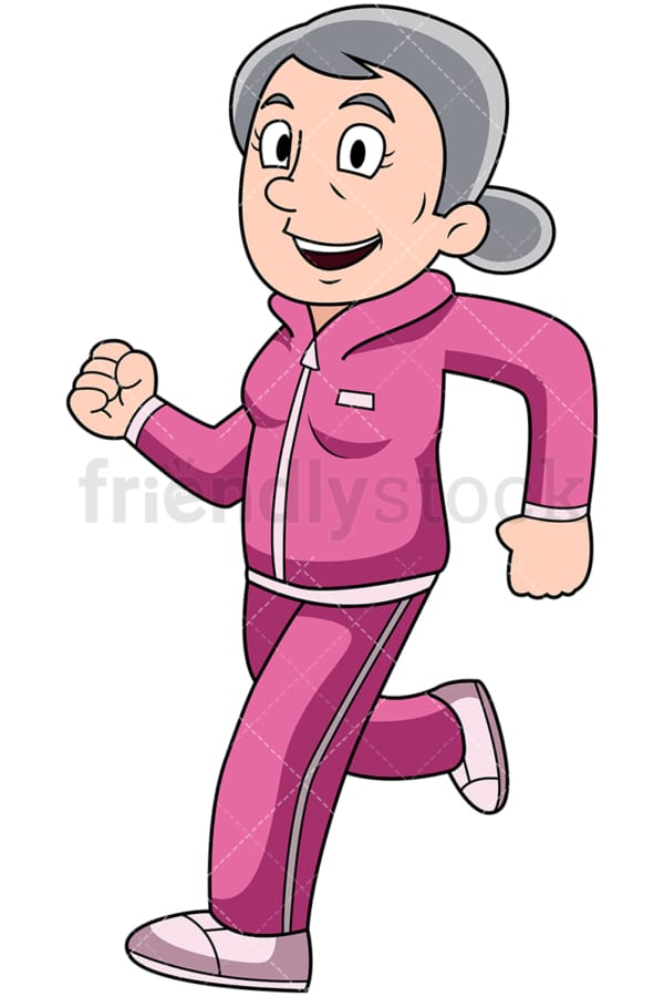 Mature woman jogging - Image isolated on transparent background. PNG