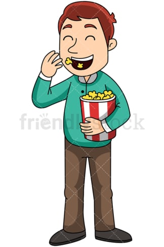 Man eating pop corn - Image isolated on transparent background. PNG