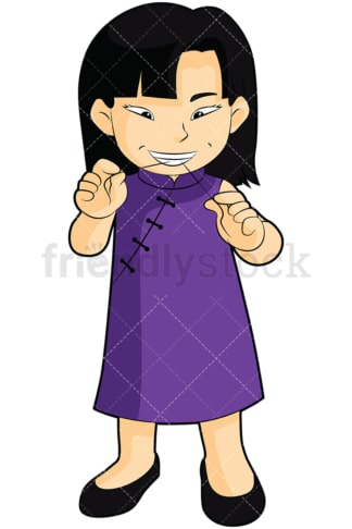 Asian girl flossing her teeth - Image isolated on transparent background. PNG