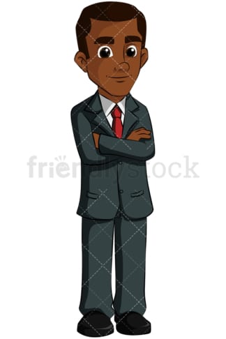 Confident black business man - Image isolated on transparent background. PNG